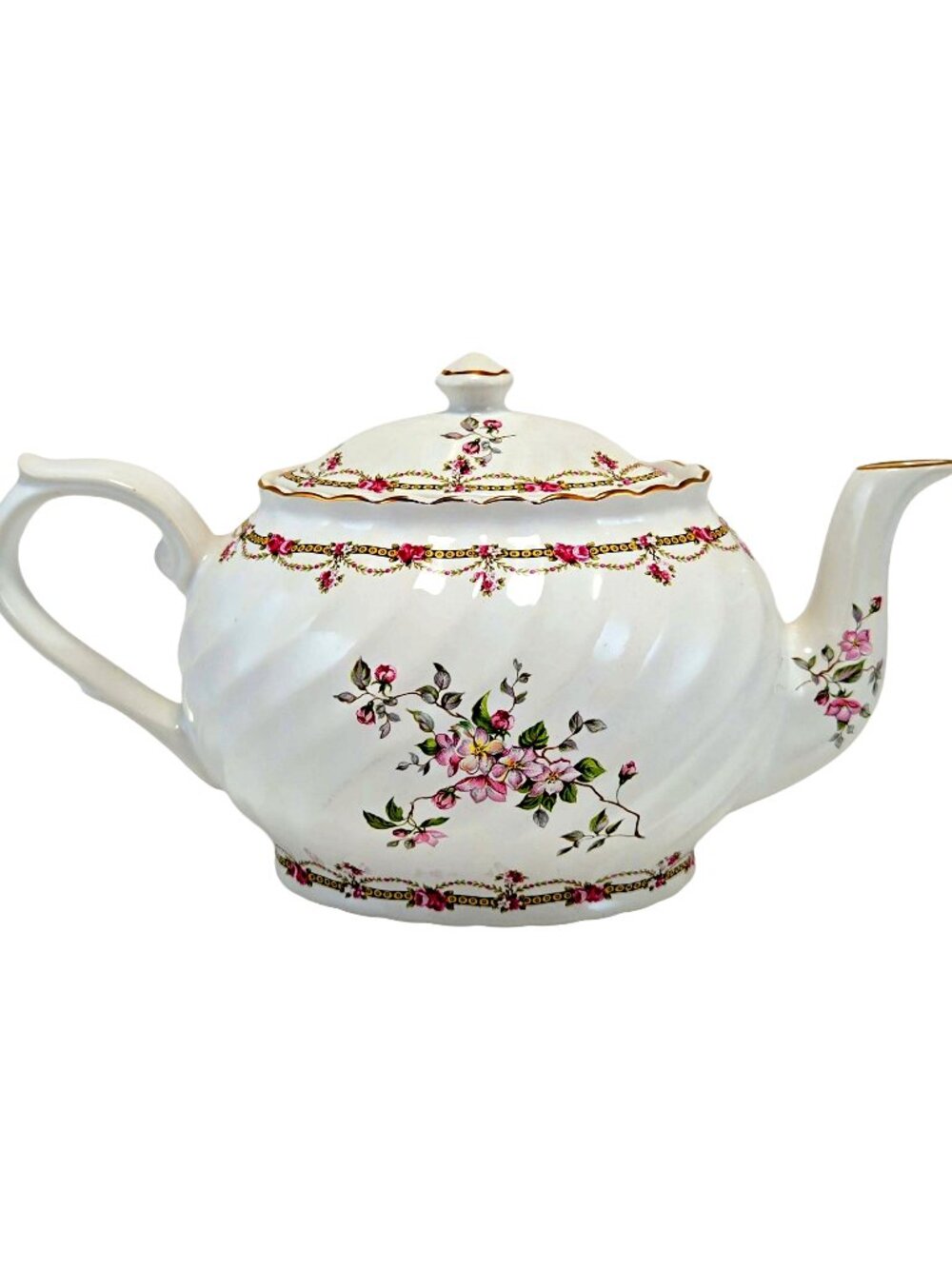 Arthur Wood & Son Pink Floral Teapot #6654 England